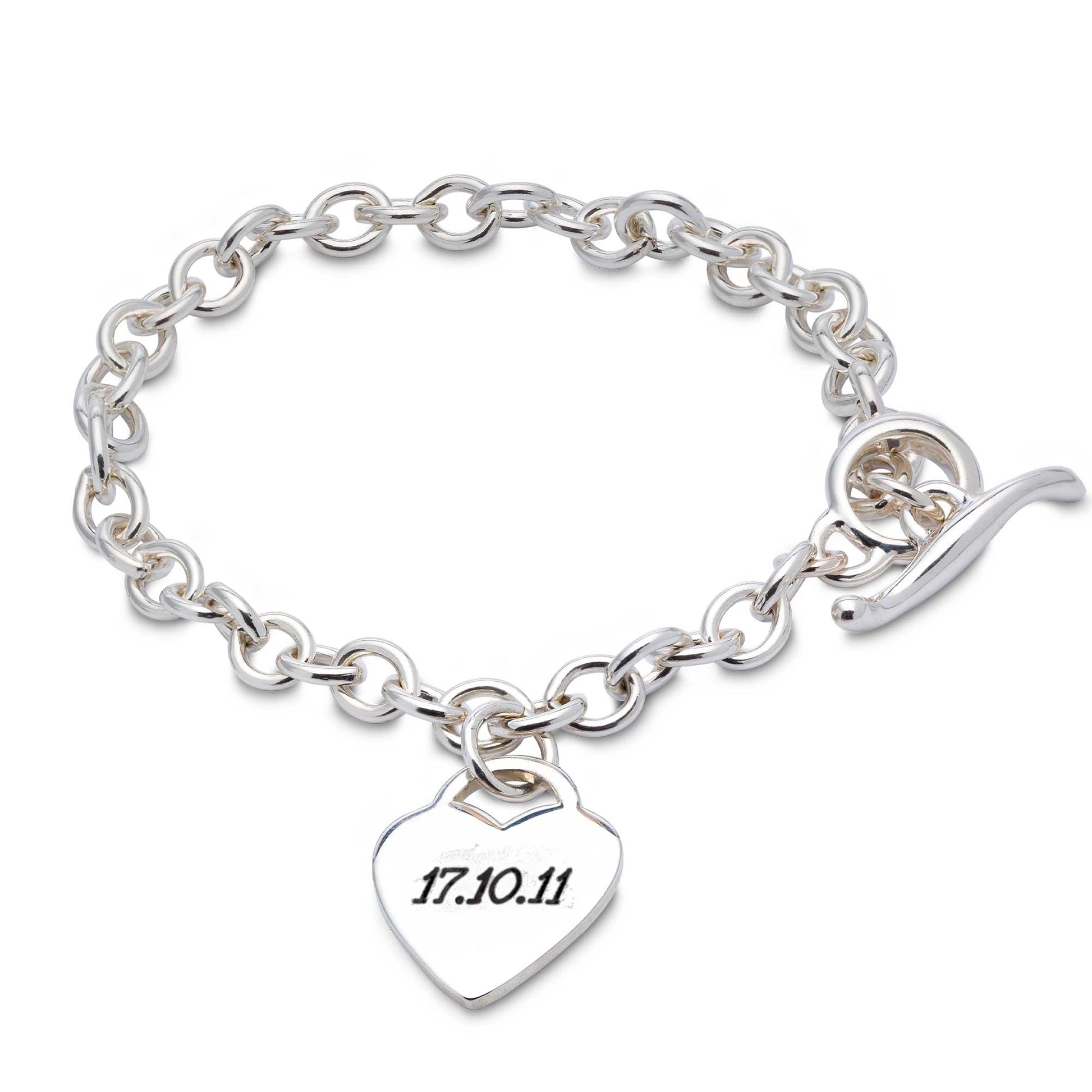 Personalised Heart Silver Charm Bracelet Scarlett Jewellery