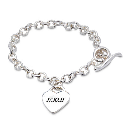 Personalised Heart Silver Charm Bracelet Scarlett Jewellery