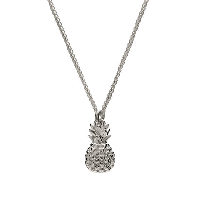 Silver pineapple charm with intricate detailing, displayed on a white background, by Scarlett Jewellery.