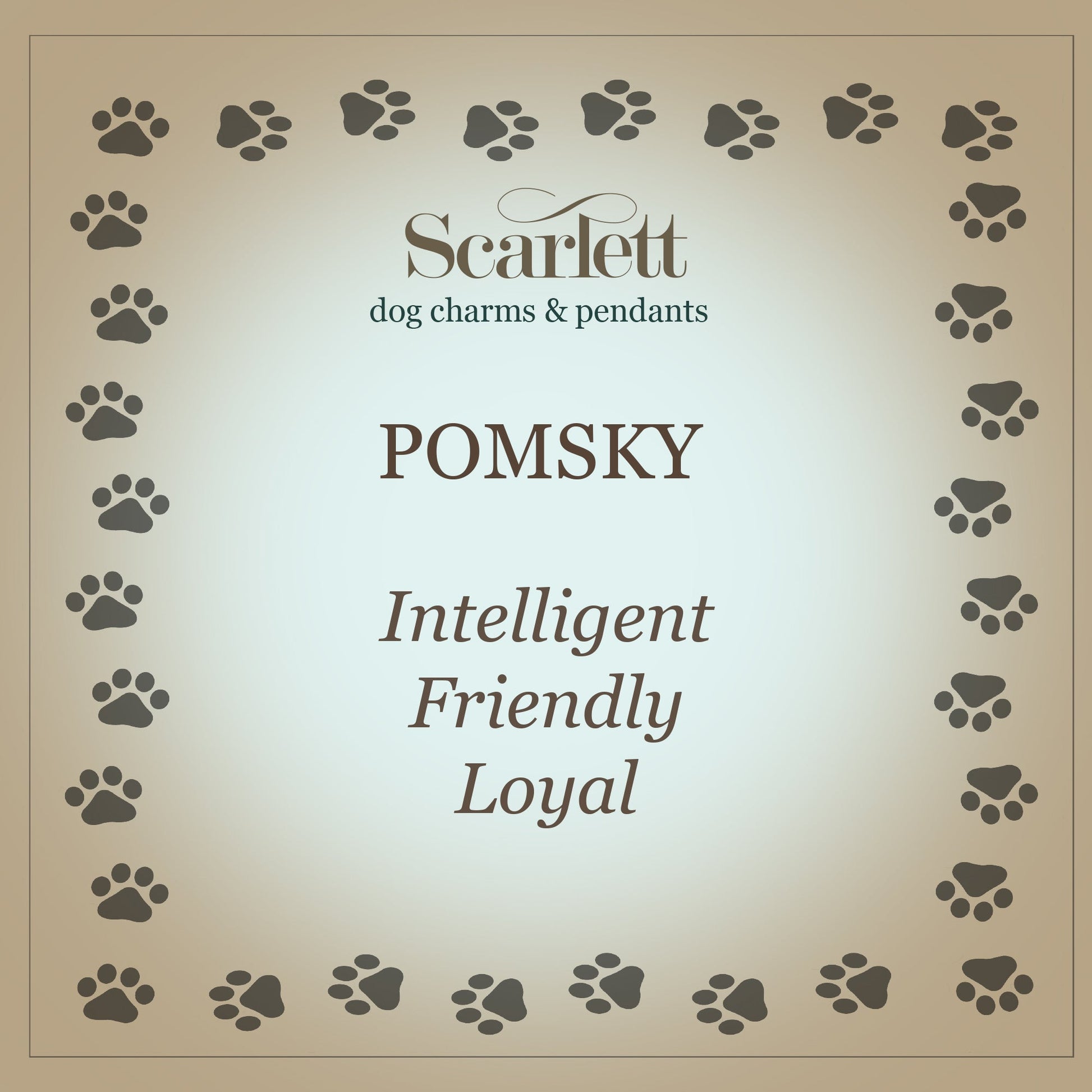 A silver pomsky dog charm bracelet by Scarlett Jewellery with a detailed canine design and sleek metal finish.