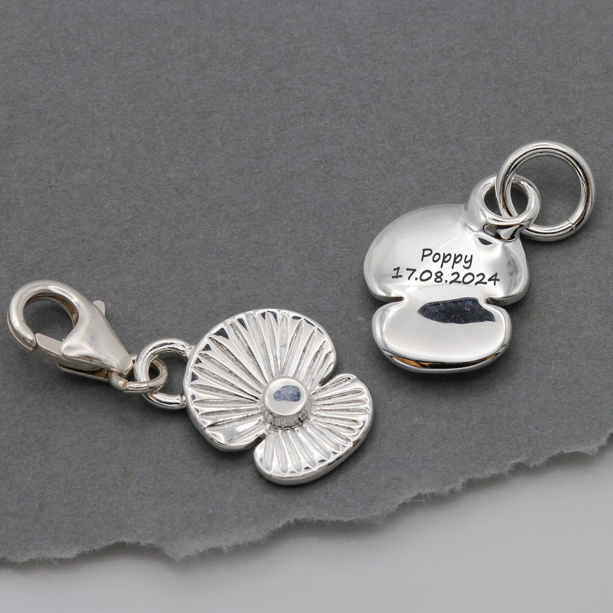 Poppy Flower Personalised Silver Charm Scarlett Jewellery