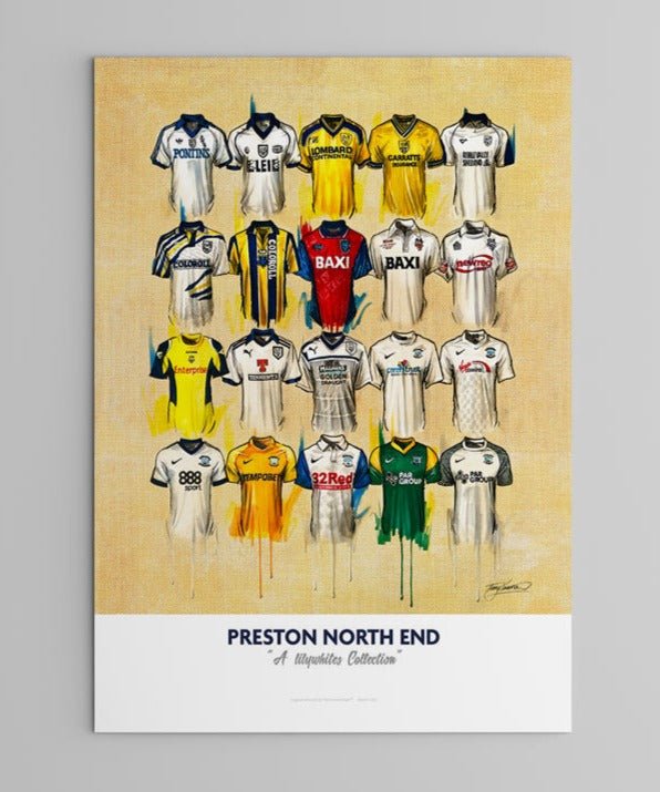 Preston North End FC Shirts - A2 Signed Limited Edition Prints