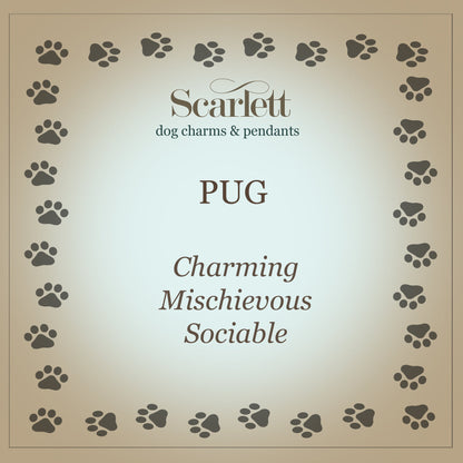 Pug Silver Dog Charm
