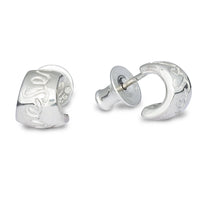 Silver hoop earrings with a delicate chain detail by Scarlett Jewellery