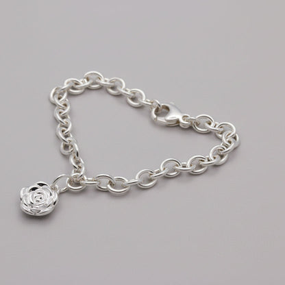 Rose Flower Personalised  Silver Charm Scarlett Jewellery