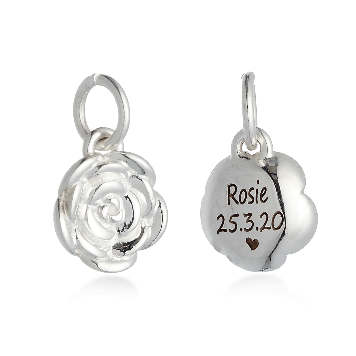 Rose Flower Personalised  Silver Charm Scarlett Jewellery