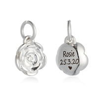 Rose Flower Personalised  Silver Charm Scarlett Jewellery