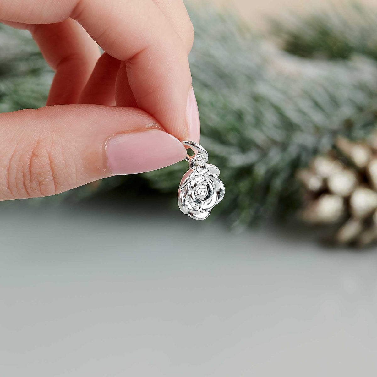 Rose Flower Personalised  Silver Charm Scarlett Jewellery