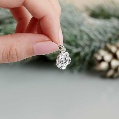 Rose Flower Personalised  Silver Charm Scarlett Jewellery