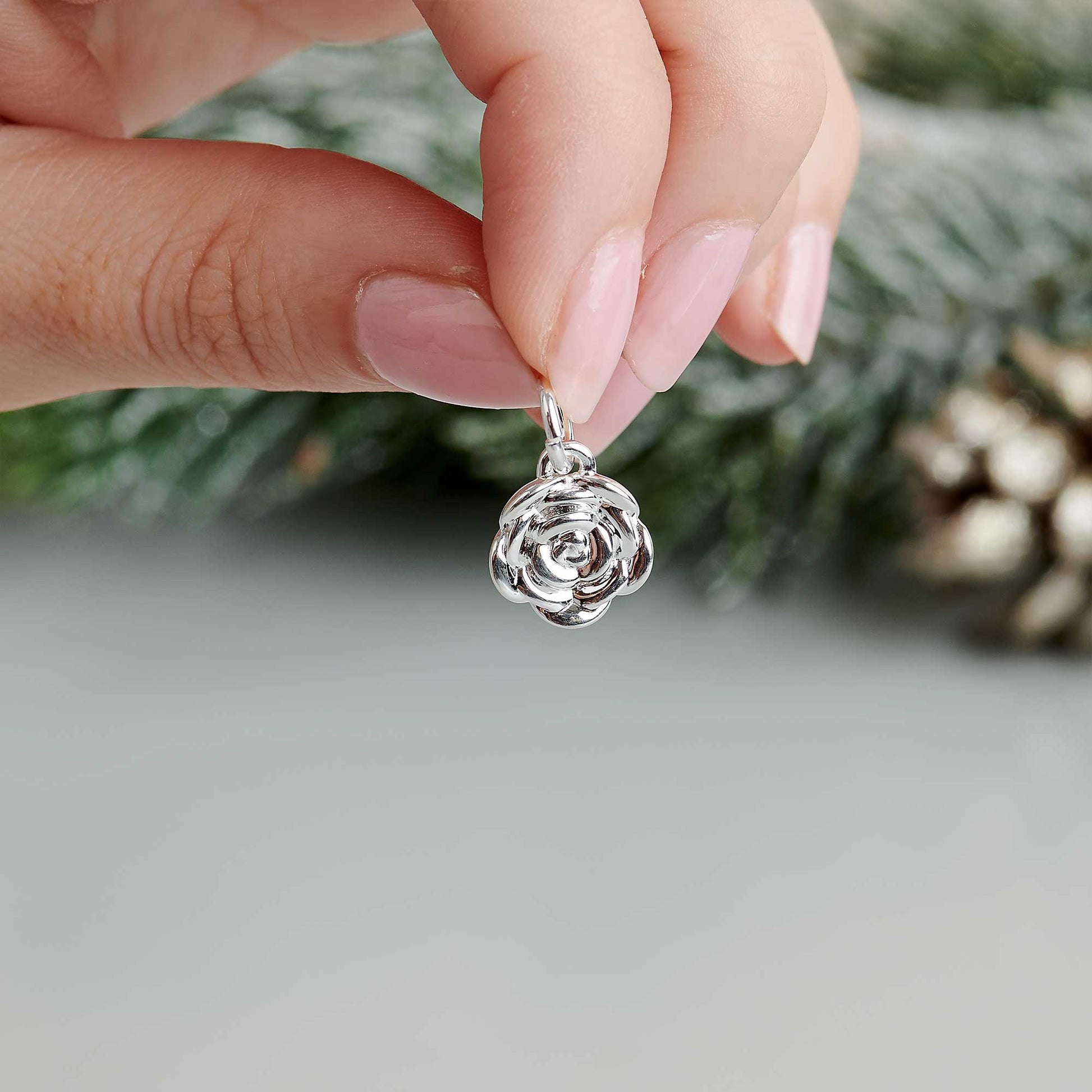 Rose Flower Personalised  Silver Charm Scarlett Jewellery