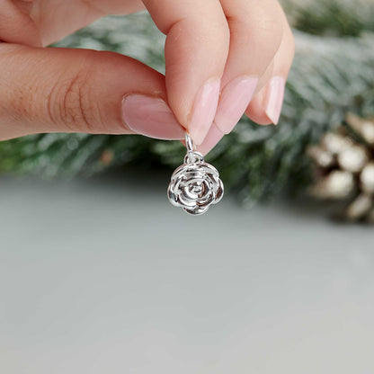 Rose Flower Personalised  Silver Charm Scarlett Jewellery