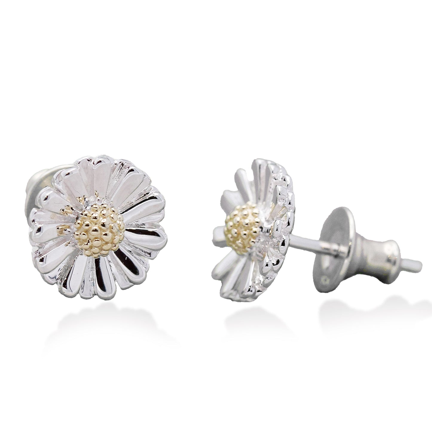 Daisy Silver & Solid Gold Stud Earrings Scarlett Jewellery