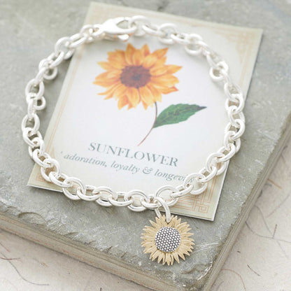 Gold Vermeil Sunflower Silver Charm Scarlett Jewellery