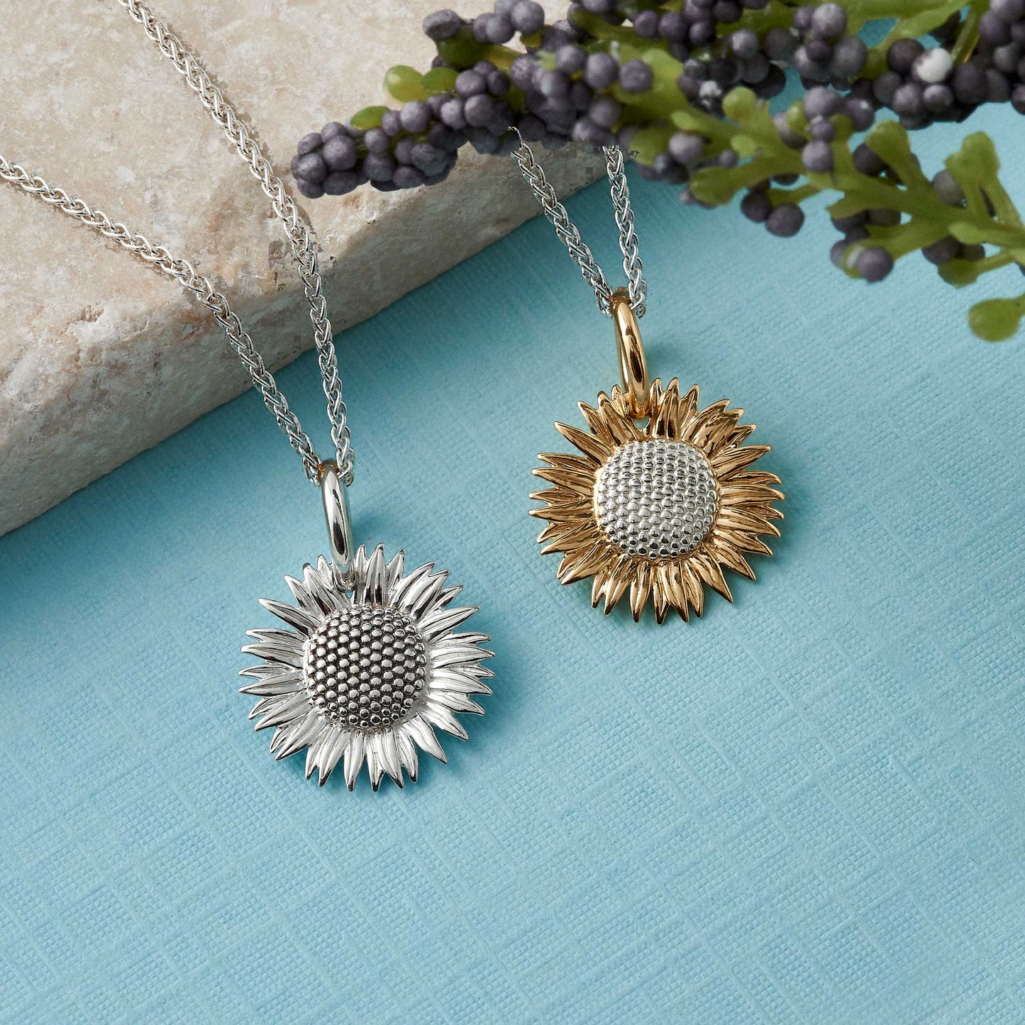 Gold Vermeil Sunflower Silver Charm Scarlett Jewellery