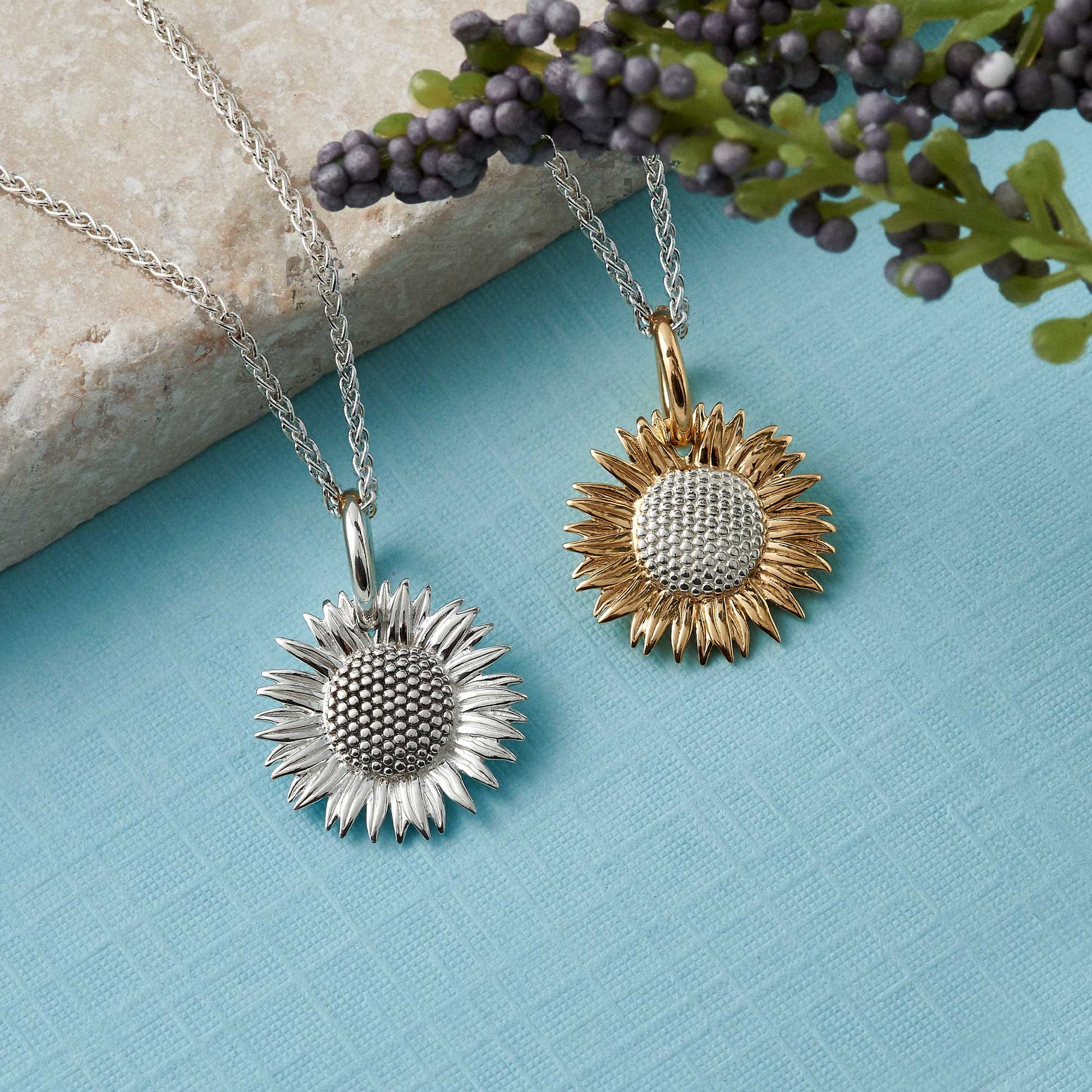 Gold Vermeil Sunflower Silver Charm Scarlett Jewellery