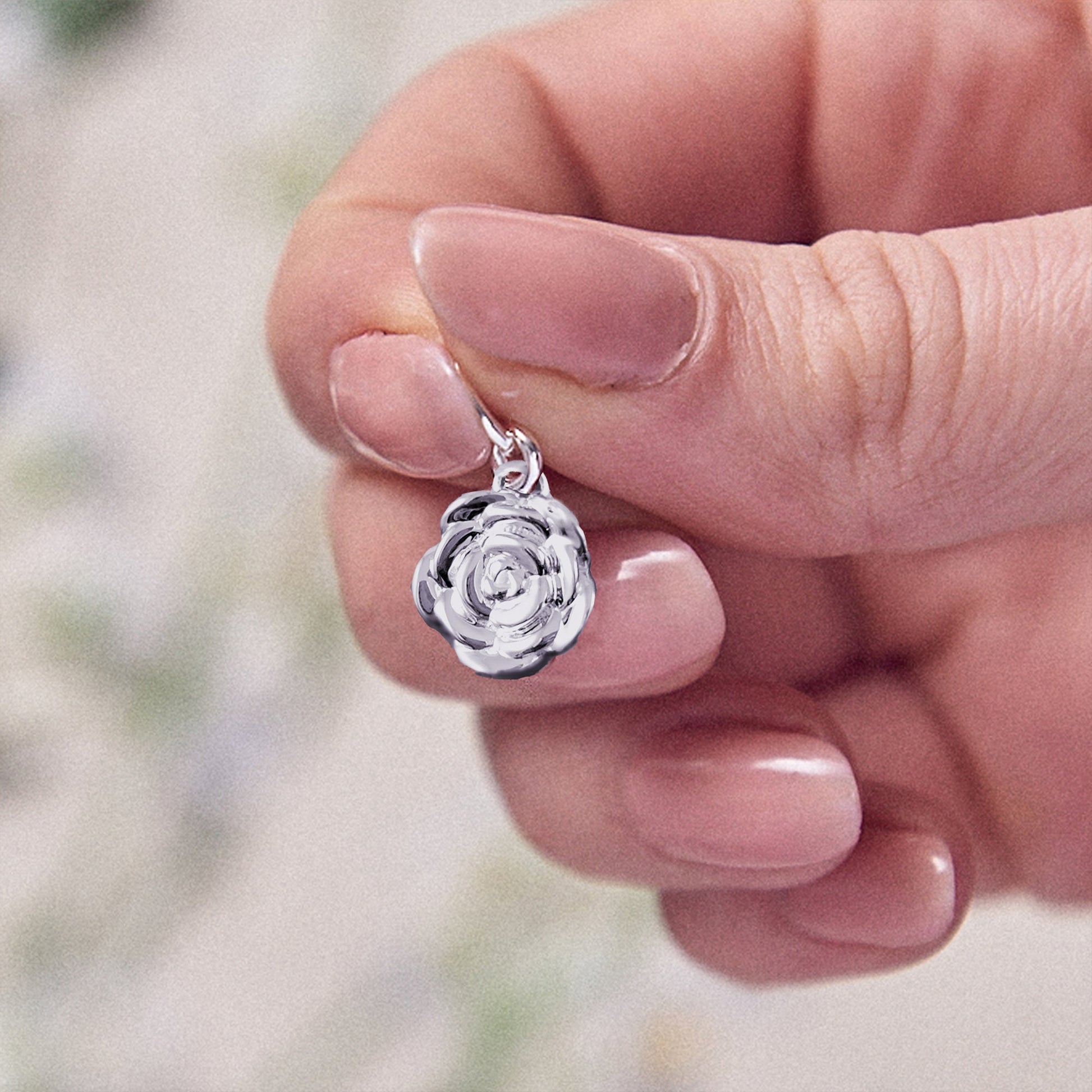 Rose Flower Personalised  Silver Charm Scarlett Jewellery