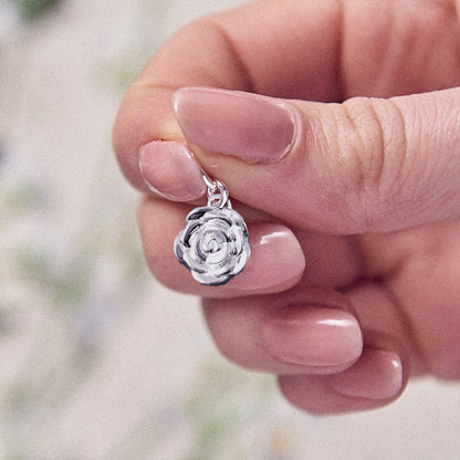 Rose Flower Personalised  Silver Charm Scarlett Jewellery