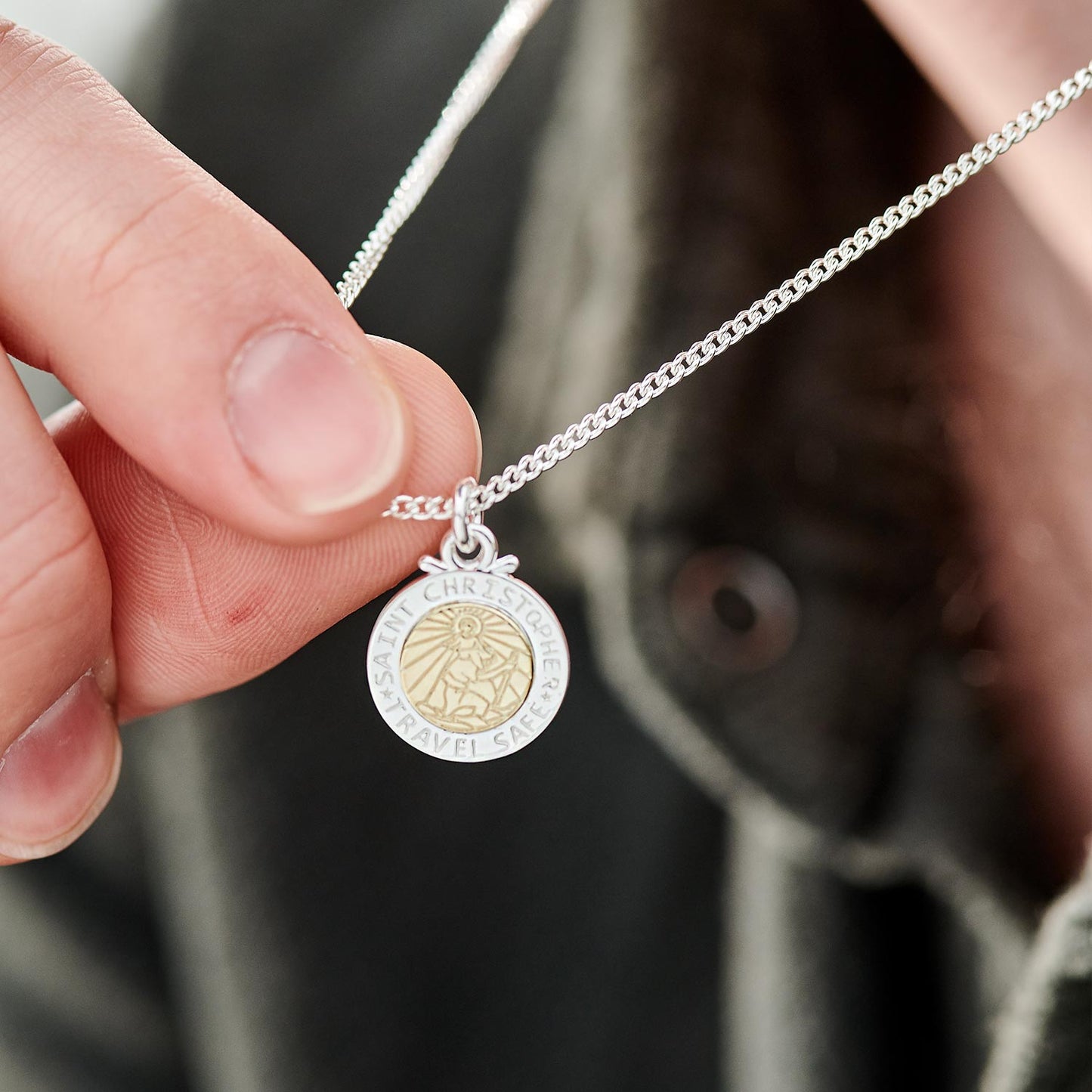 Personalised St Christopher Necklace - Silver & Solid Gold Scarlett Jewellery