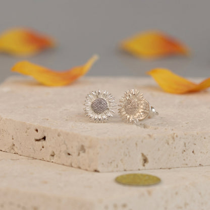 Sunflower Silver Stud Earrings Scarlett Jewellery