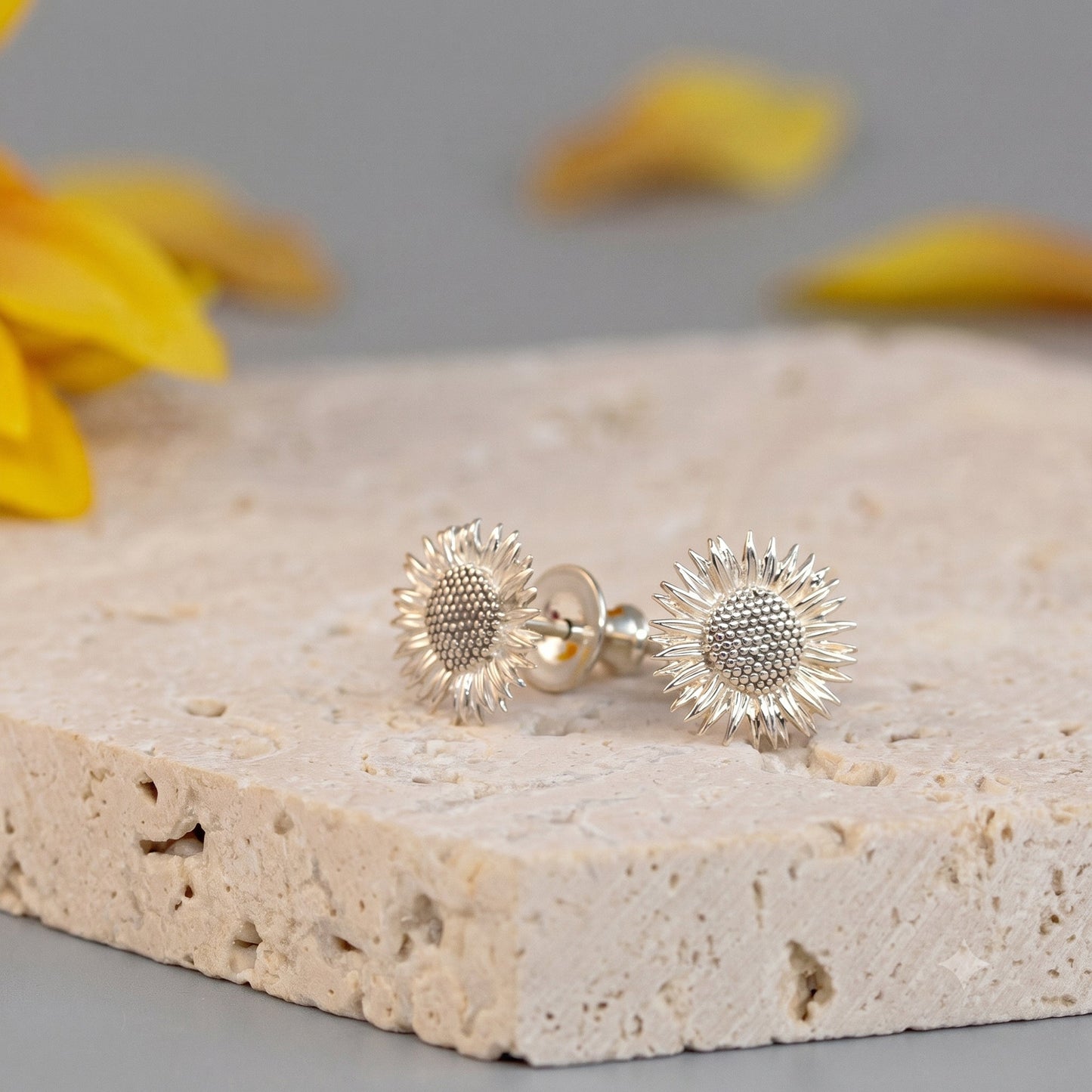 Sunflower Silver Stud Earrings Scarlett Jewellery