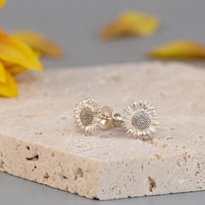 Sunflower Silver Stud Earrings Scarlett Jewellery