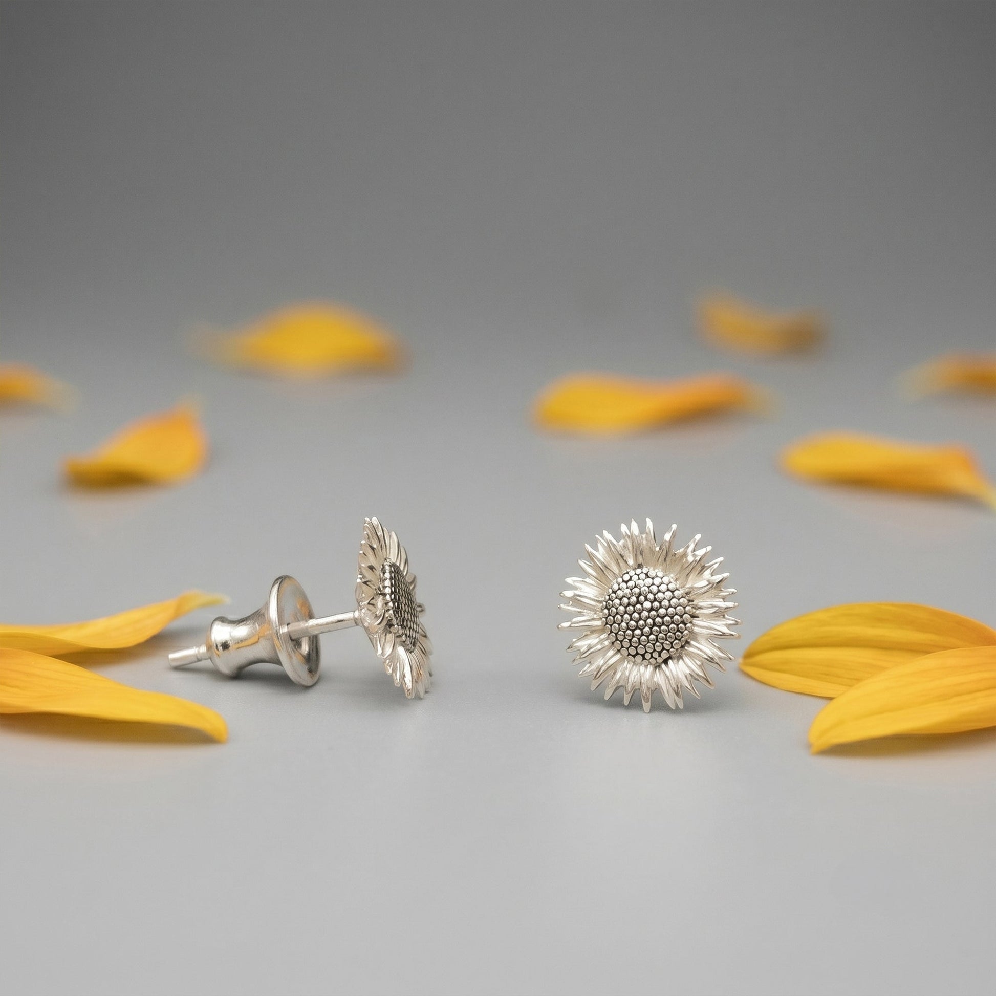 Sunflower Silver Stud Earrings Scarlett Jewellery