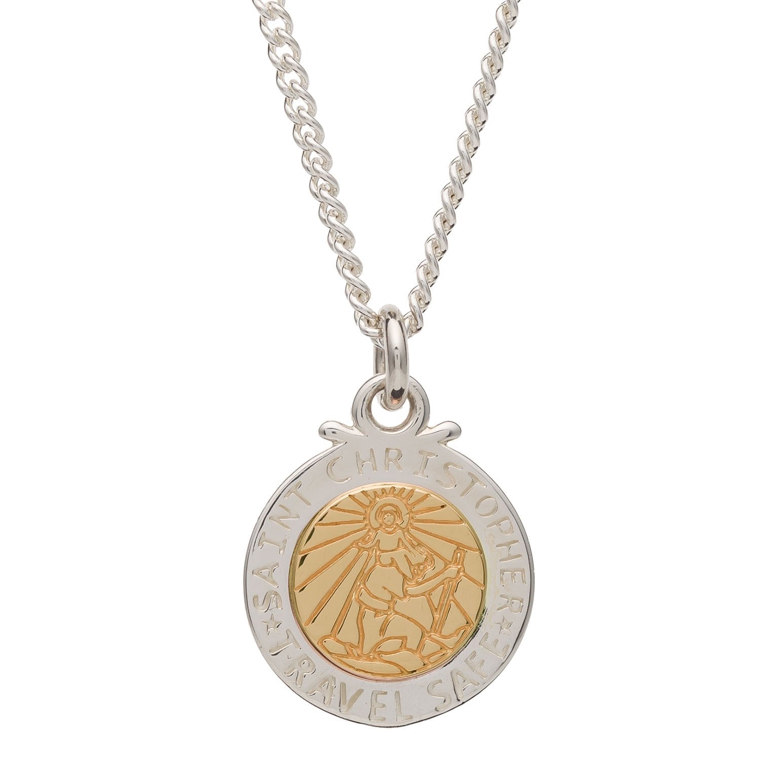 Personalised St Christopher Necklace - Silver & Solid Gold Scarlett Jewellery