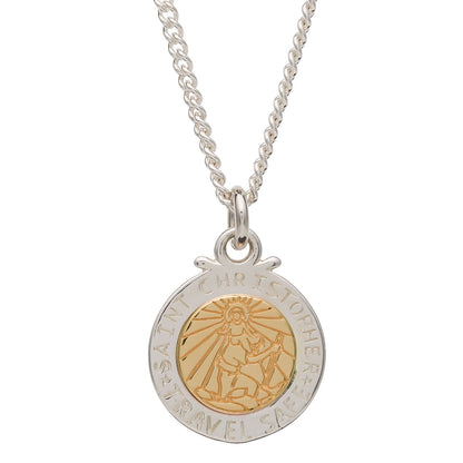 Personalised St Christopher Necklace - Silver & Solid Gold Scarlett Jewellery