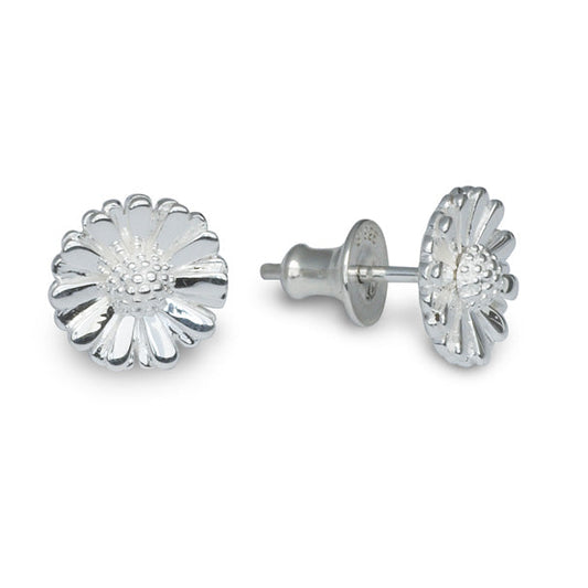 Daisy silver stud earrings with floral details by Scarlett Jewellery
