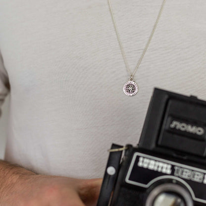 Travel Safe Compass St Christopher Small Silver Necklace Scarlett Jewellery