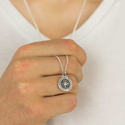Travel Safe Compass St Christopher Small Silver Necklace Scarlett Jewellery