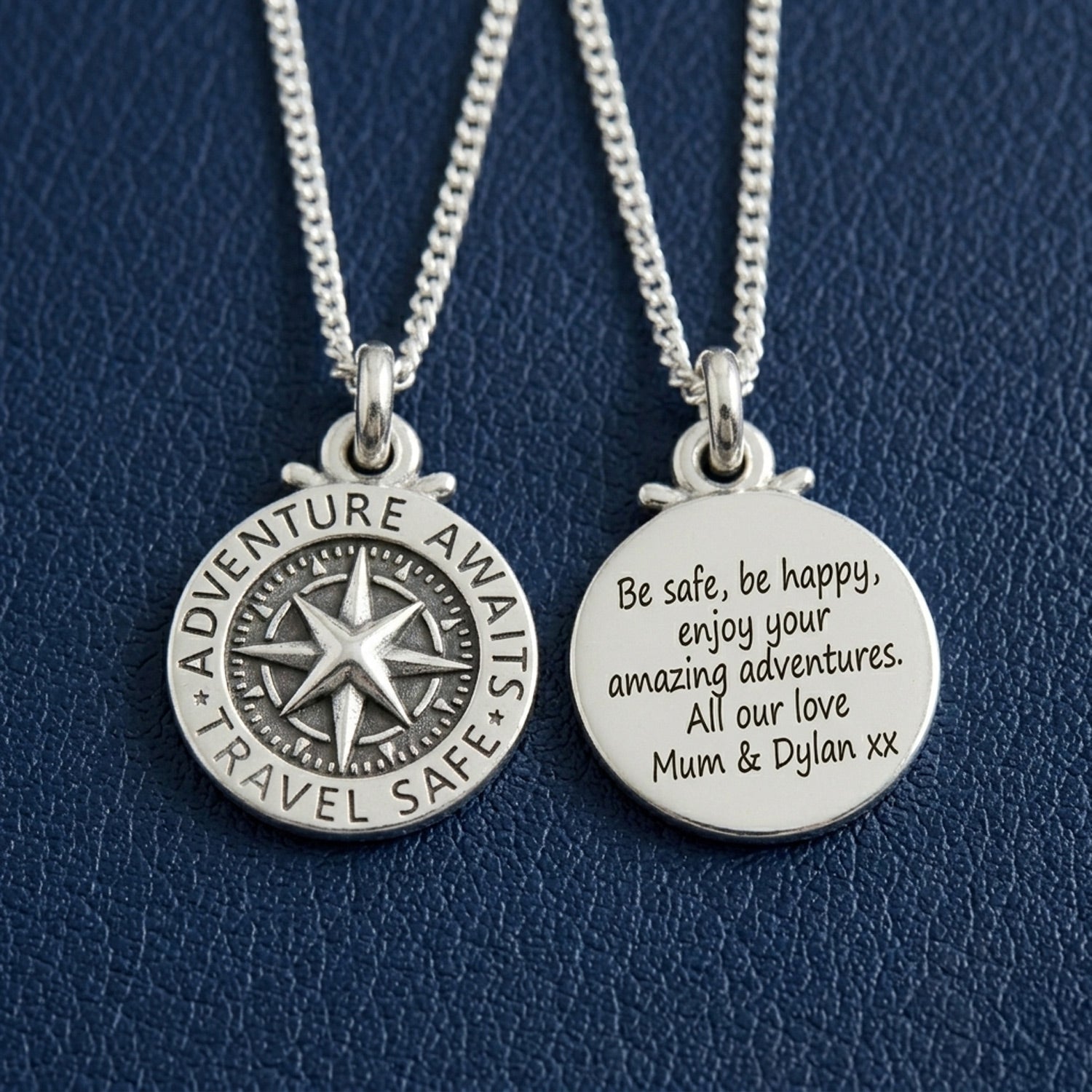 Travel Safe Compass St Christopher Small Silver Necklace Scarlett Jewellery