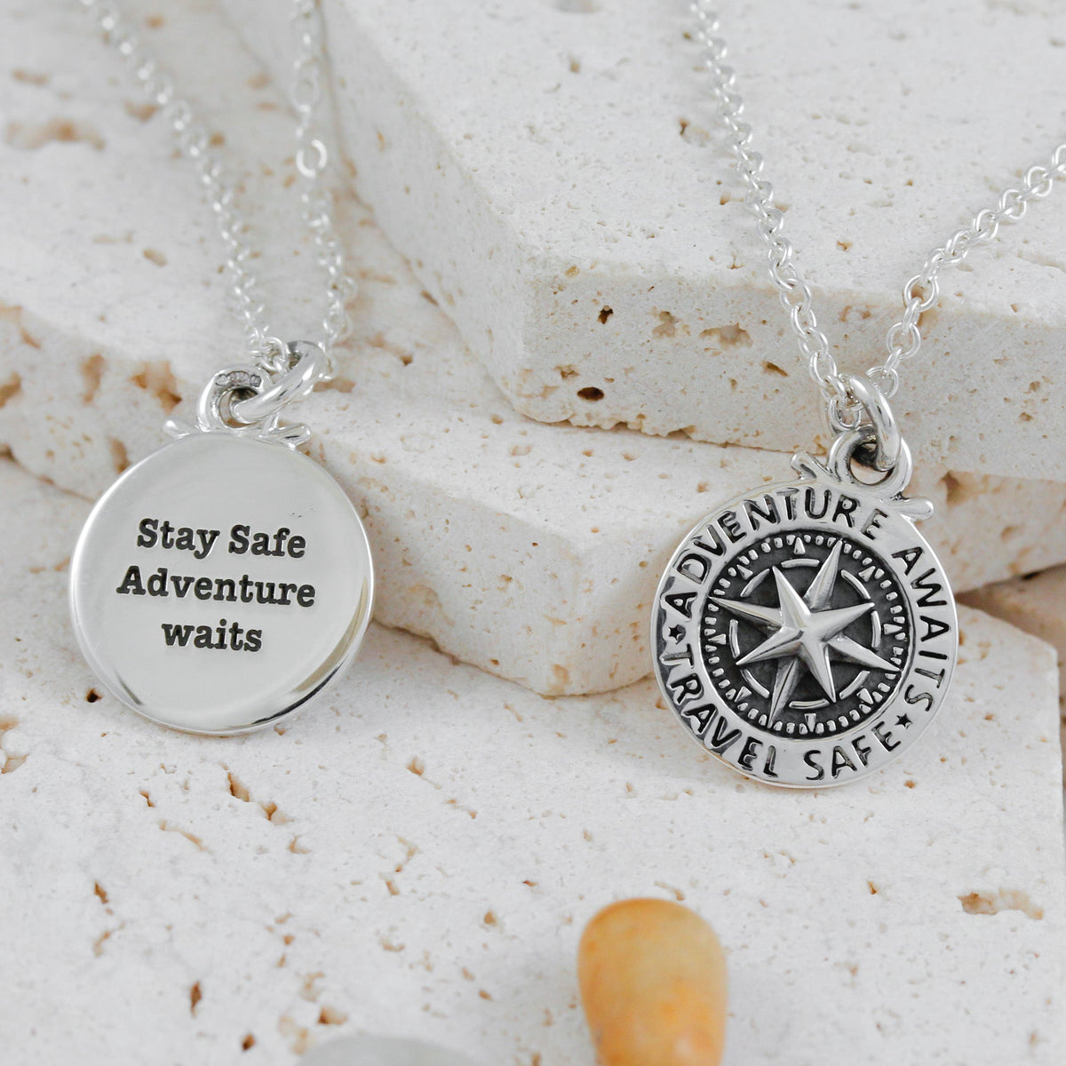 Travel Safe Compass St Christopher Small Silver Necklace Scarlett Jewellery
