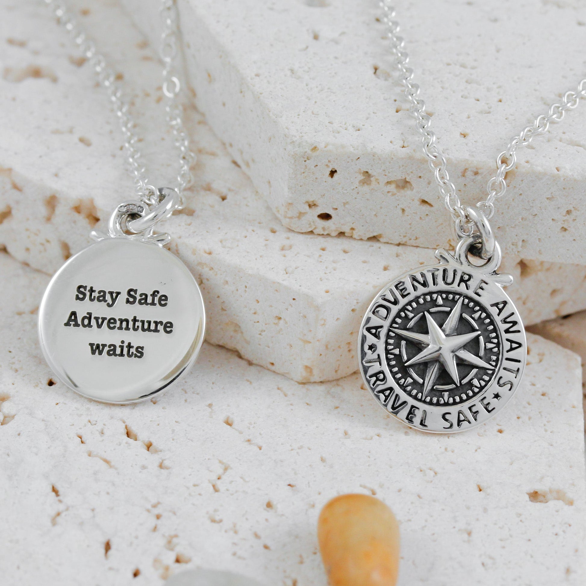 Travel Safe Compass St Christopher Small Silver Necklace Scarlett Jewellery