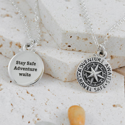 Travel Safe Compass St Christopher Small Silver Necklace Scarlett Jewellery