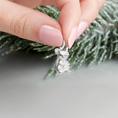 Silver mouse charm with detailed texture, displayed on a soft background, by Scarlett Jewellery.