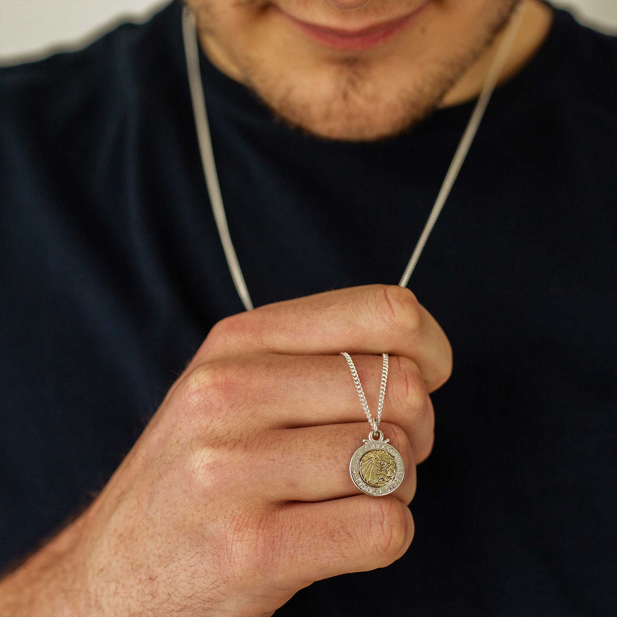 Personalised St Christopher Necklace - Silver & Solid Gold Scarlett Jewellery