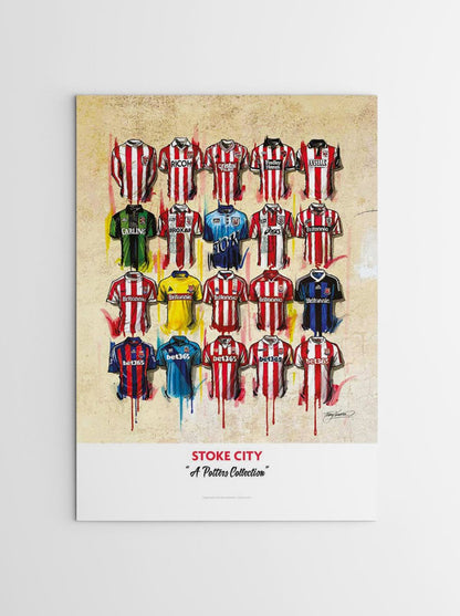 Stoke City FC Shirts - A2 Signed Limited Edition Prints