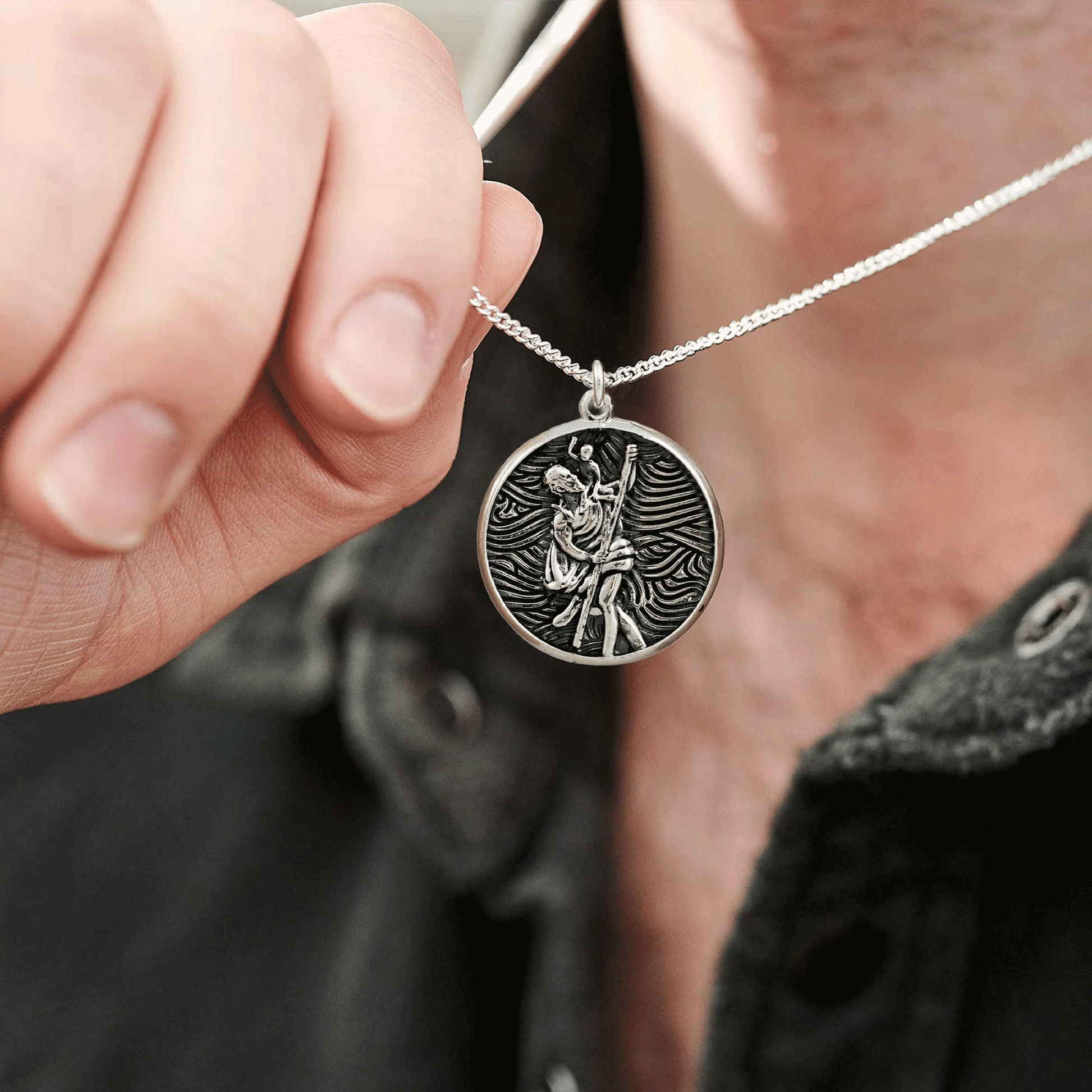 Storm Guardian Silver St Christopher Necklace Scarlett Jewellery