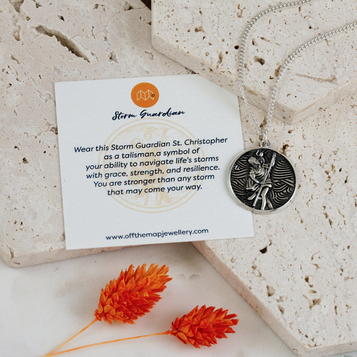 Storm Guardian Silver St Christopher Necklace Scarlett Jewellery