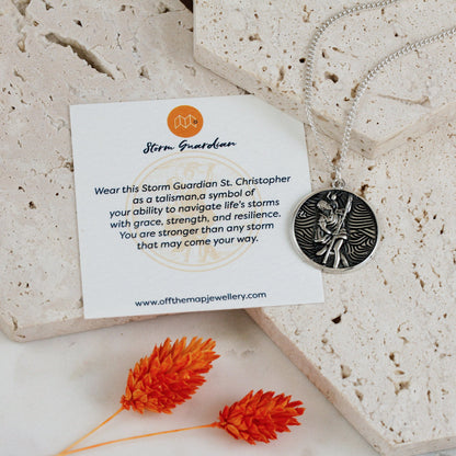 Storm Guardian Silver St Christopher Necklace Scarlett Jewellery