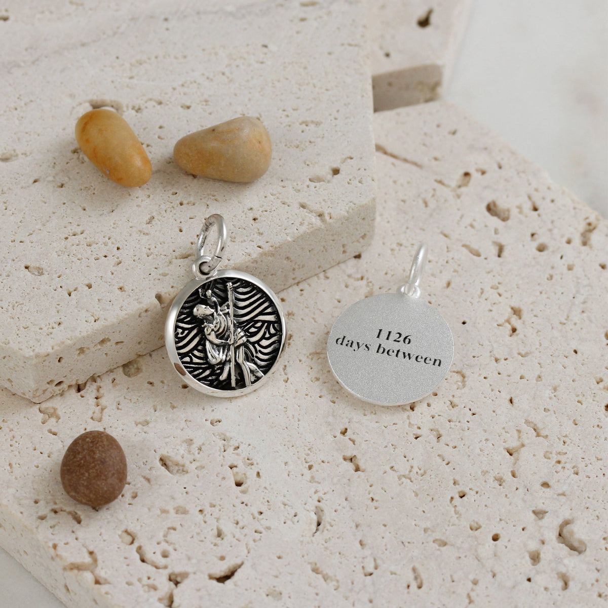 Storm Guardian Saint Christopher Personalised Silver Charm Scarlett Jewellery