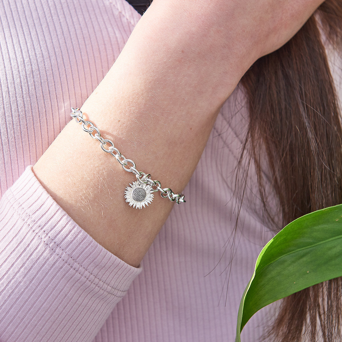 Sunflower Silver Charm Bracelet Scarlett Jewellery