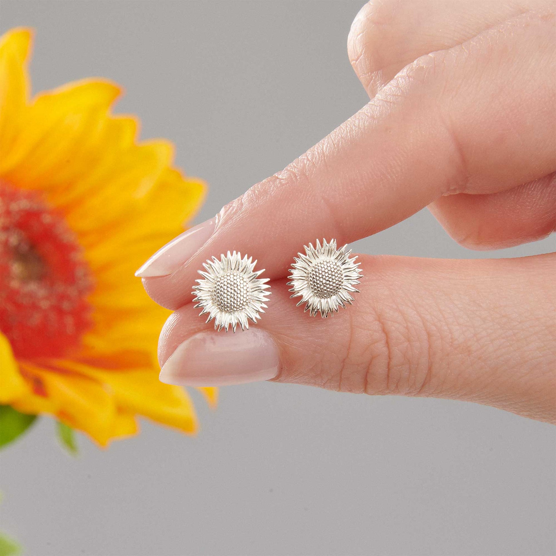 Sunflower Silver Stud Earrings Scarlett Jewellery