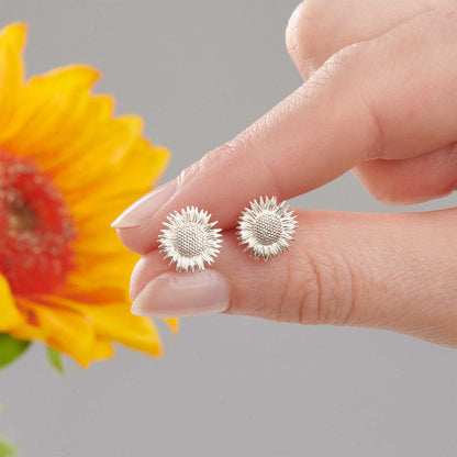 Sunflower Silver Stud Earrings Scarlett Jewellery