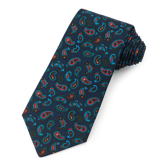 Paisley Ancient Madder Silk Tie In Navy