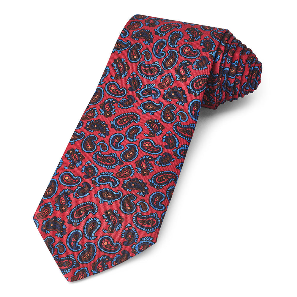 Paisley Ancient Madder Silk Tie In Red Benson & Clegg