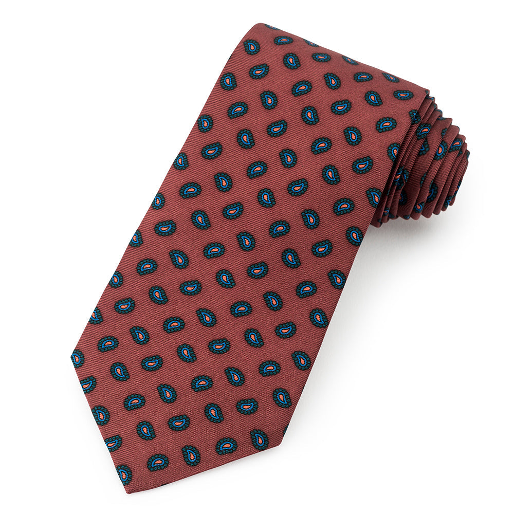 Teardrop Ancient Madder Silk Tie In Wine Benson & Clegg