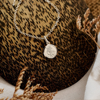 Classic Tiny St Christopher Necklace Sterling Silver 10mm Scarlett Jewellery