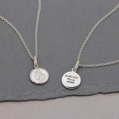 Classic Tiny St Christopher Necklace Sterling Silver 10mm Scarlett Jewellery